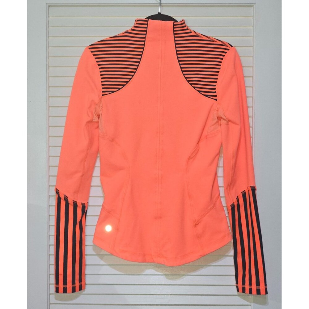 Lululemon Women's Neon Orange Navy Blue Striped Forme Jacket Sz 6 2590 - Picture 12 of 14
